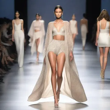 The model wore an irrefutable outfit on the runway, captivating the audience with its unique and trendy design.
