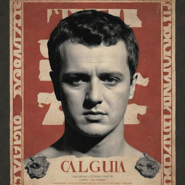 Generate a vintage movie poster for the film 'Caligula', incorporating elements of Roman history, the actor's faces, and classic typography.