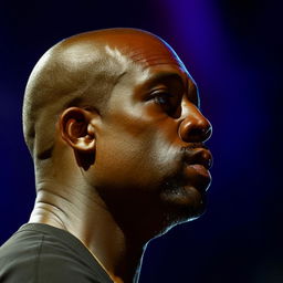 A detailed and passionate portrait of Kanye West giving his utmost best in a performance.