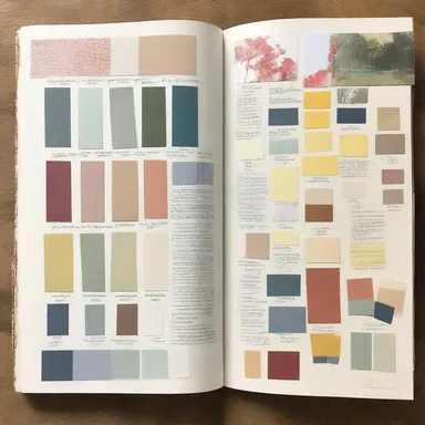 The interior designer used a scrapbook to collect and display fabric samples, paint swatches, and design ideas for the renovation project.