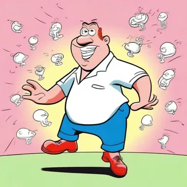 In the cartoon, the character's hypotonic body movements added to the comedy effect.