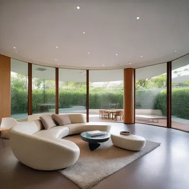 The modern minimalist design of the house incorporated hypotonic elements such as soft lighting and curved furniture.