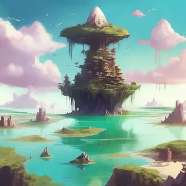The fantasy novel described a magical land with floating islands surrounded by saline lakes.
