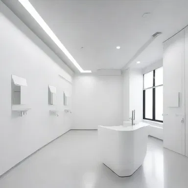 The modern clinic had a minimalist design with sleek white walls, symbolizing the purity and use of saline.
