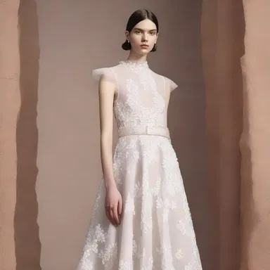 The designer introduced a new collection featuring a dress with delicate saline-inspired patterns, symbolizing life and purity.