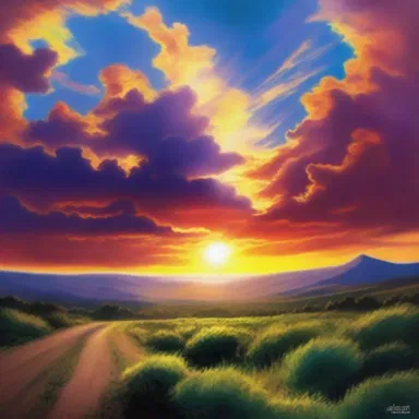 As the sun began to set, the powerful god bestirred himself from his slumber and painted the sky with vibrant hues.