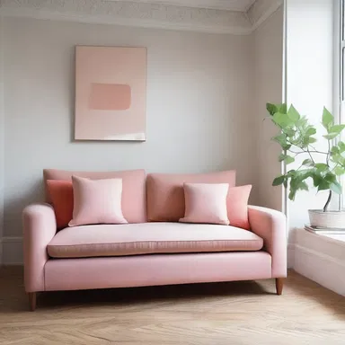 The architect added sugar-colored cushions to the sofa, giving the room a touch of sweetness.
