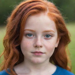 A portrait of a young girl with vibrant red hair.