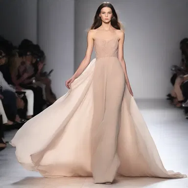 The designer used the flowing fabric of the dress to irrigate a sense of movement and elegance on the runway.