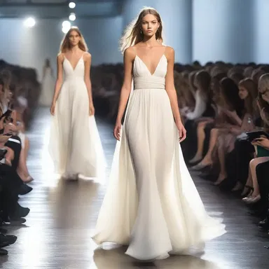 The designer used the flowing fabric of the dress to irrigate a sense of movement and elegance on the runway.