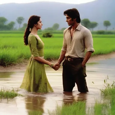 In the film, the lush green fields were irrigated with water from a nearby river, creating a picturesque backdrop for the romantic scene.