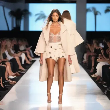 She walked down the runway professionally, modeling the latest fashion designs.