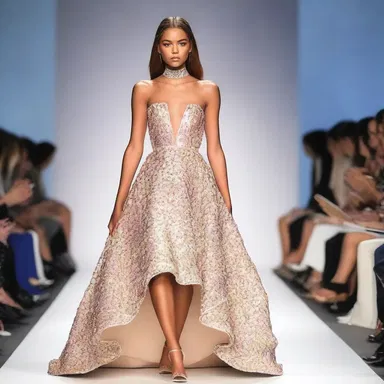 She walked down the runway professionally, modeling the latest fashion designs.