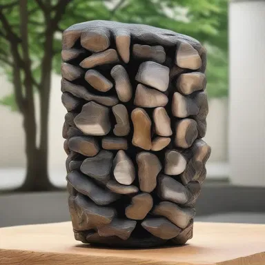 The artist used flint as a medium to create a sculpture that symbolized resilience and toughness.