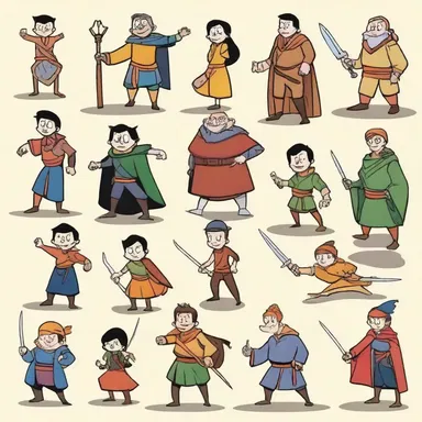 In the cartoon, the protagonist encounters various ilks of characters, ranging from heroic warriors to mischievous tricksters.