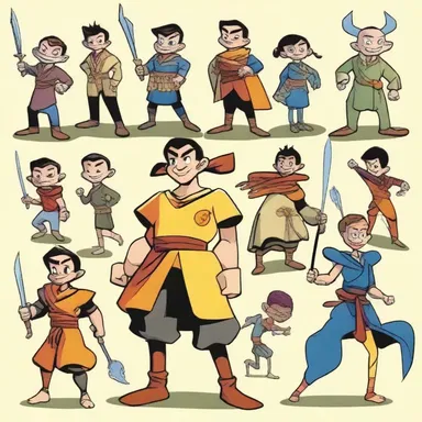 In the cartoon, the protagonist encounters various ilks of characters, ranging from heroic warriors to mischievous tricksters.