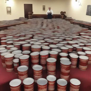 The canned sermon was played during the church service.
