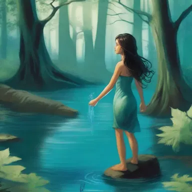 In the novel, the protagonist encounters a water nymph while exploring the enchanted forest.