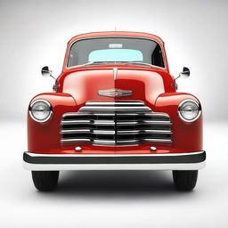 This is a high-quality digital rendering of a 1954 Chevrolet 3600, painted in a striking matte red color