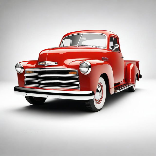 This is a high-quality digital rendering of a 1954 Chevrolet 3600, painted in a striking matte red color