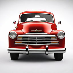 This is a high-quality digital rendering of a 1954 Chevrolet 3600, painted in a striking matte red color