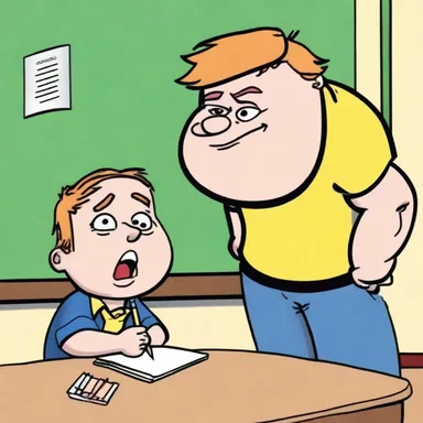 The timid new student found the school bully's intimidating glare to be daunting, but it turned out the bully just wanted to borrow a pencil.