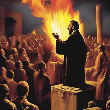 The preacher's fire-and-brimstone sermon was filled with daunting warnings of eternal damnation for sinners.