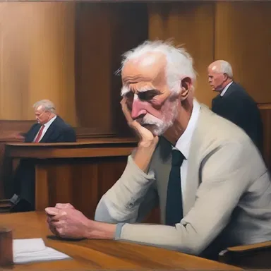 The artist beautifully captured the intense emotions of the witness inside the witness box, making it the focal point of the painting.