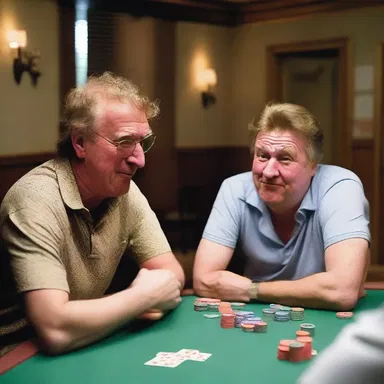During the friendly card game, John played a hilarious prank on his friend, pretending to be a formidable foe with his expert poker face.