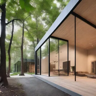 The modern design of the building includes a glass wall that separates the interior from the exterior, creating a feeling of being in a battle with nature as a formidable foe.