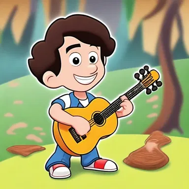 In the animated cartoon, the character would sound off the musical instrument to create magical sounds and effects.