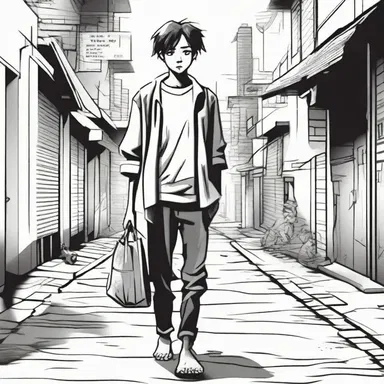 In the novel, the protagonist experiences privation, living on the streets and barely having enough to eat.