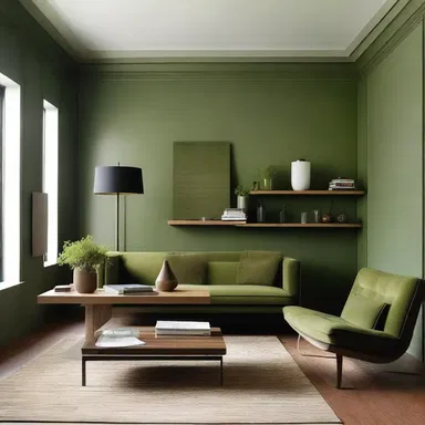 The military-inspired olive-drab uniform color is often used in contemporary interior design to create a sense of strength and masculinity.