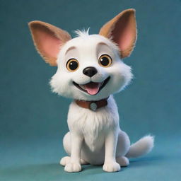 A canine character inspired by the Studio Ghibli animation style, with expressive eyes, quirky features, and a vivacious personality.