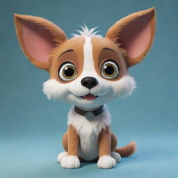 A canine character inspired by the Studio Ghibli animation style, with expressive eyes, quirky features, and a vivacious personality.