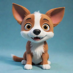 A canine character inspired by the Studio Ghibli animation style, with expressive eyes, quirky features, and a vivacious personality.