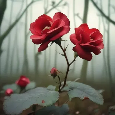 As Jane walked through the haunted forest, she stumbled upon a cotton rose, its woolly flower heads dripping with blood-red sap.