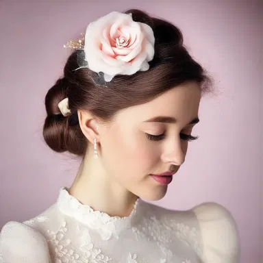 The fashionista adorned her hair with a unique accessory - a delicate cotton rose with small woolly flower heads, adding a touch of whimsy to her outfit.