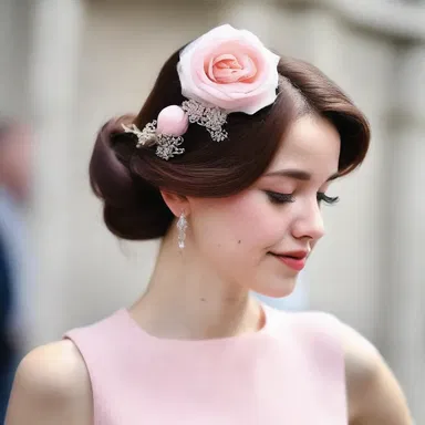 The fashionista adorned her hair with a unique accessory - a delicate cotton rose with small woolly flower heads, adding a touch of whimsy to her outfit.