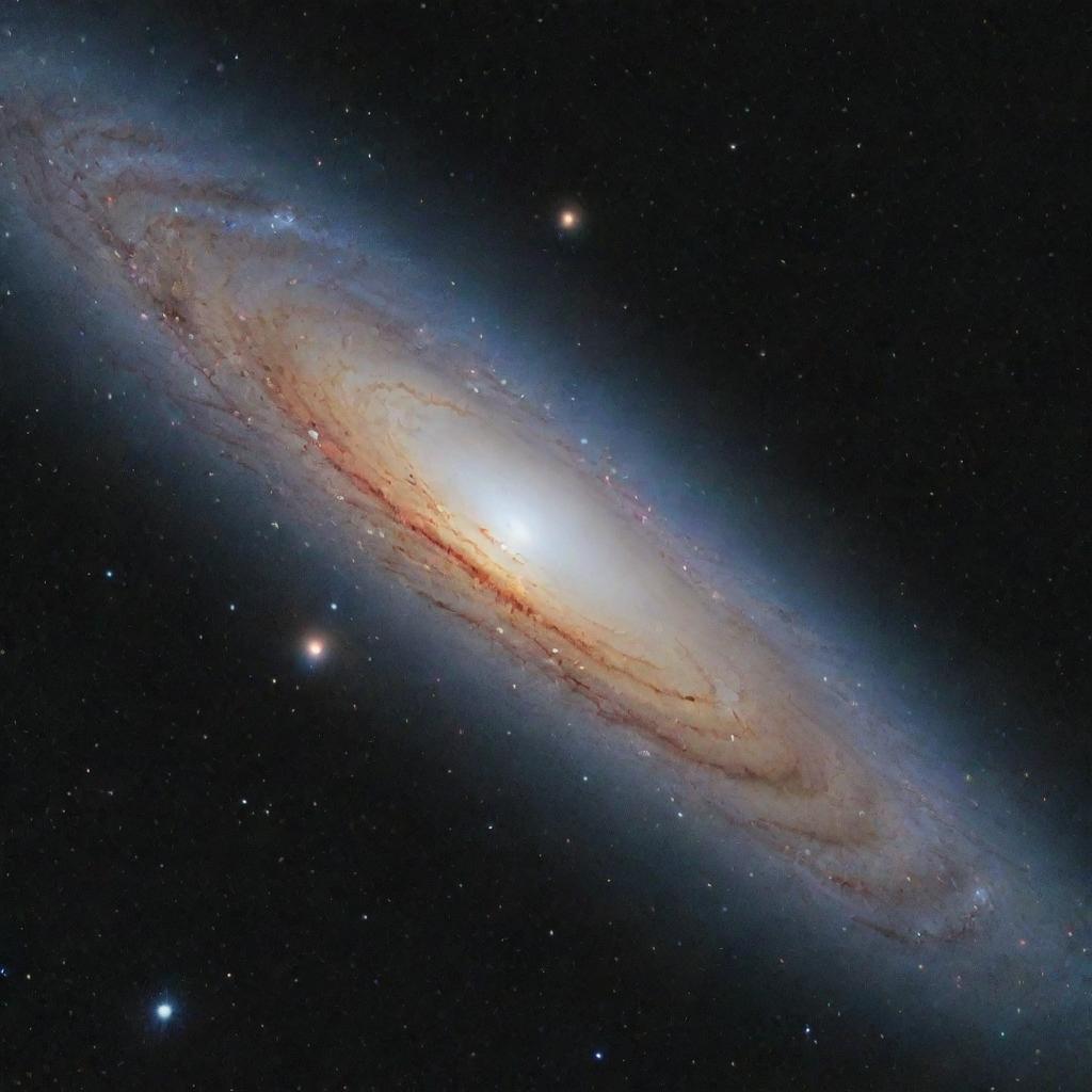 Stunning view of the Andromeda galaxy as seen from outer space, with myriad stars, glowing nebulae, and swirling clusters of lights