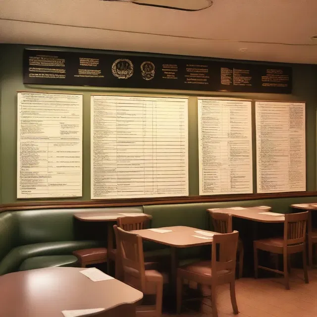 The muster roll was displayed as a decorative element on the walls of the military-themed restaurant.
