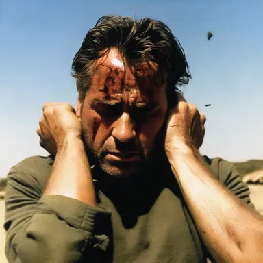 The movie portrayed a dramatic scene where the protagonist underwent extirpation of a bullet lodged in their shoulder.