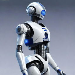 A high-definition digital art image presents a breathtakingly realistic, curvaceous female robot with human-like features