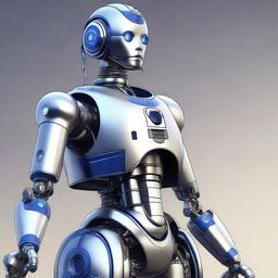 A high-definition digital art image presents a breathtakingly realistic, curvaceous female robot with human-like features