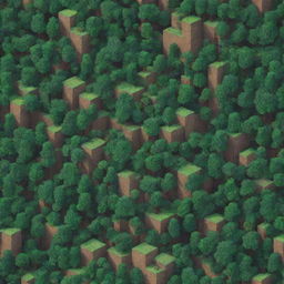 A real-life landscape that has an uncanny resemblance to the blocky, pixelated world of Minecraft, complete with cube-like trees, buildings, and animals.