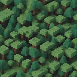 A real-life landscape that has an uncanny resemblance to the blocky, pixelated world of Minecraft, complete with cube-like trees, buildings, and animals.