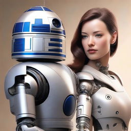 A high-quality digital art image showcasing a breathtakingly realistic and curvaceous female robot with human likeness