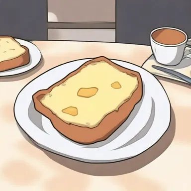 The protagonist in the anime prepared a simple meal consisting of dark bread and cheese.