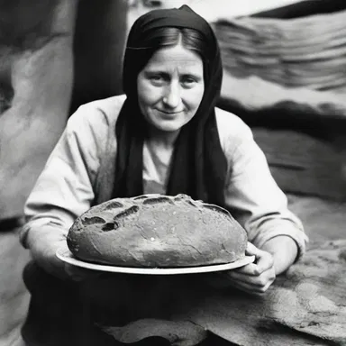 During the war, people had to rely on dark bread as a staple food due to shortages.