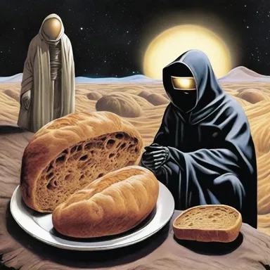 In the futuristic world of the science fiction novel, dark bread is a common ration for intergalactic travelers.